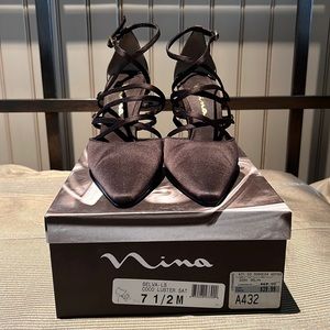 Brown Satin Nina Strappy Heel